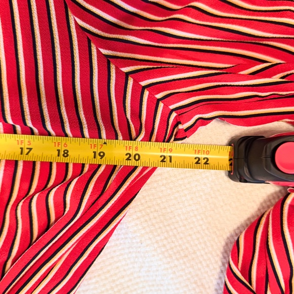 HINGE Red & White Striped Wrap Blouse - Picture 11 of 16